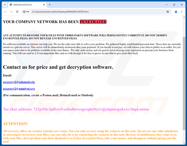Nota de resgate do ransomware InterServer (RANSOM_NOTE.html)