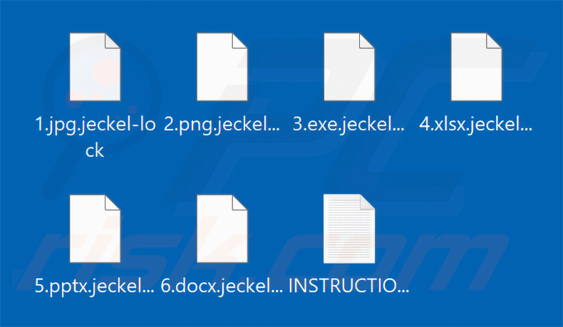 Ficheiros encriptados pelo ransomware Jeckel (extensão .jeckel-lock)