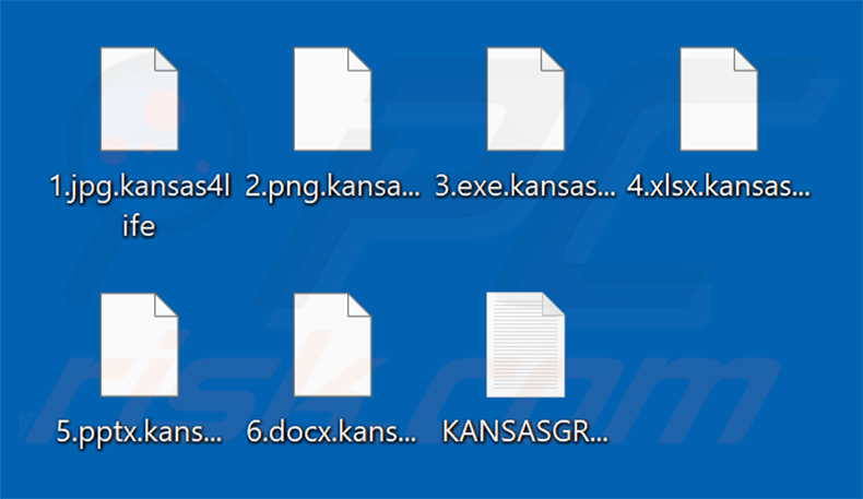 Ficheiros encriptados pelo ransomware KansasGroup (extensão .kansas4life)