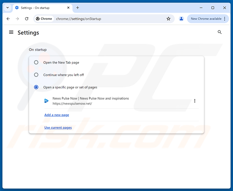 A remover newspulsenow.net da página inicial do Google Chrome