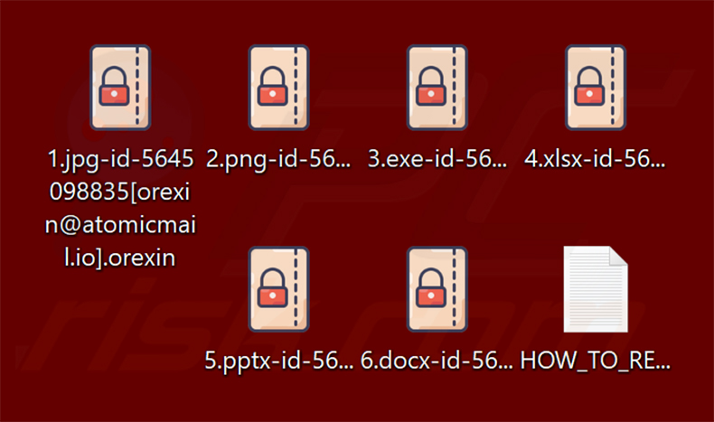 Ficheiros encriptados pelo ransomware Orexin (extensão .orexin)