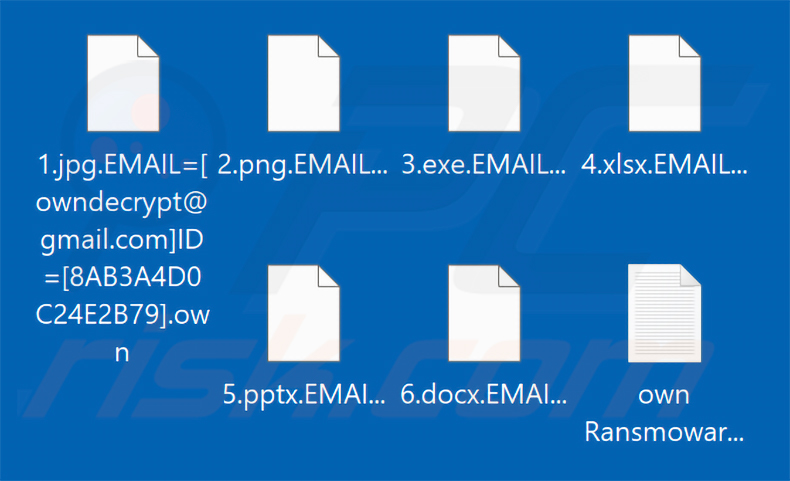 Ficheiros encriptados pelo ransomware Own Ransomware (extensão .own)