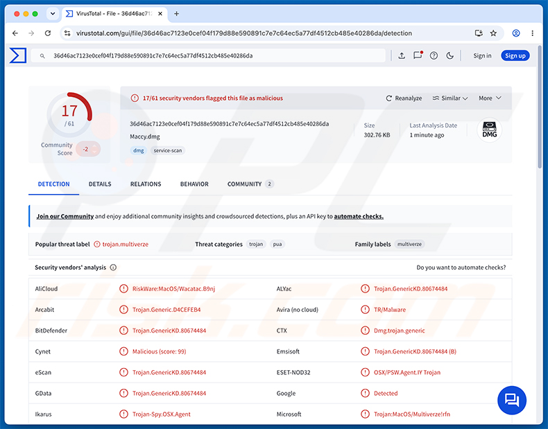 Website falso usado para distribuir o malware PamStealer