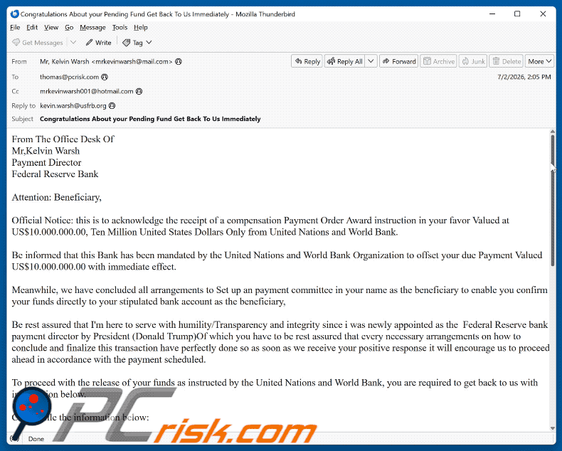 Payment Order Award golpe de e-mail (GIF)