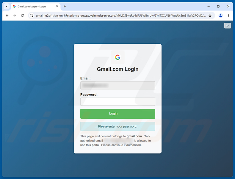 Página de phishing Payroll File Shared