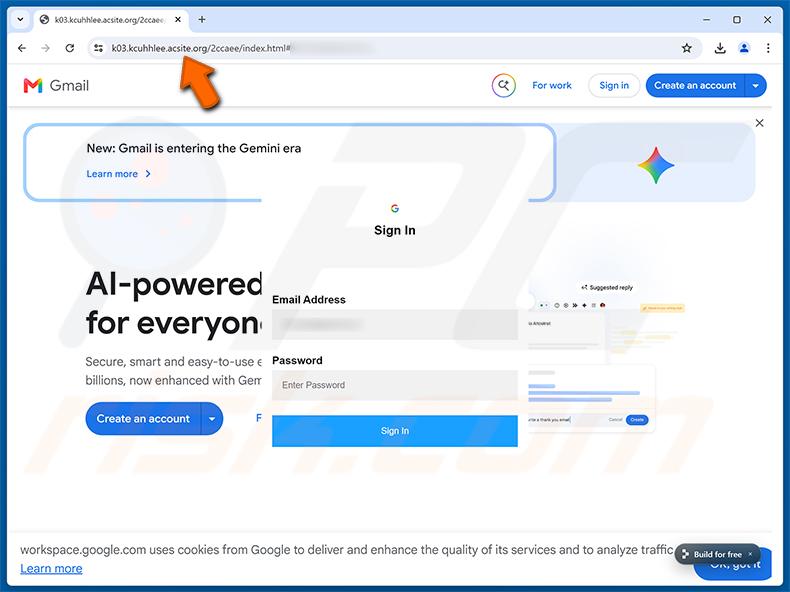 Página de phishing do Proposal Evaluation Completed golpe de e-mail