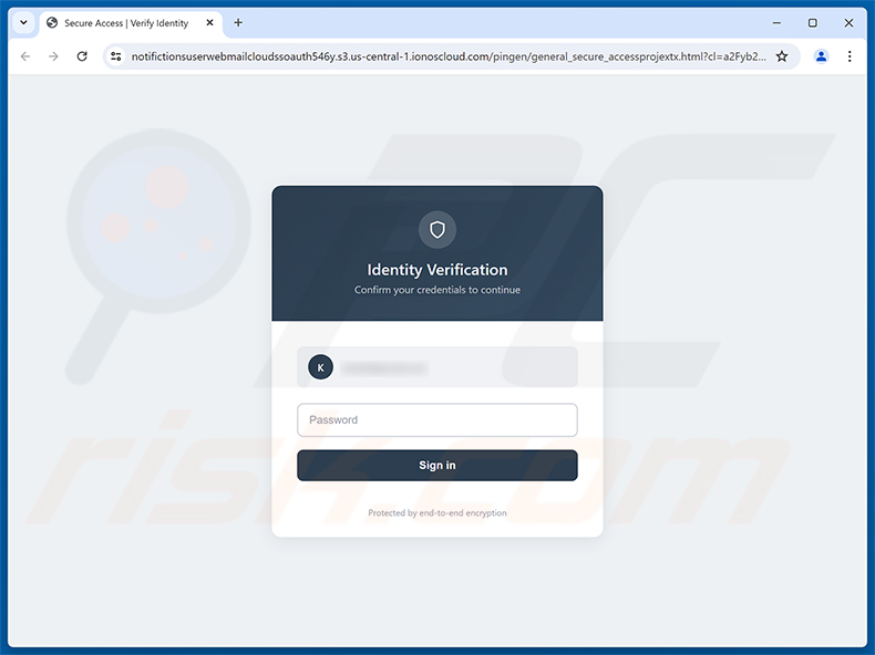 Página de phishing do golpe de e-mail Required System Upgrade