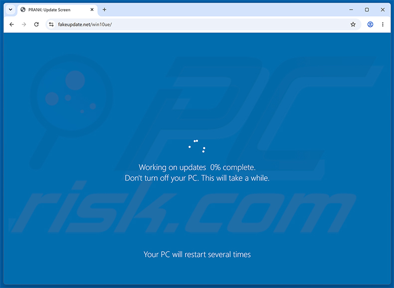 Ecrã de distração de Atualização do Windows falsa do trojan SCMBANKER