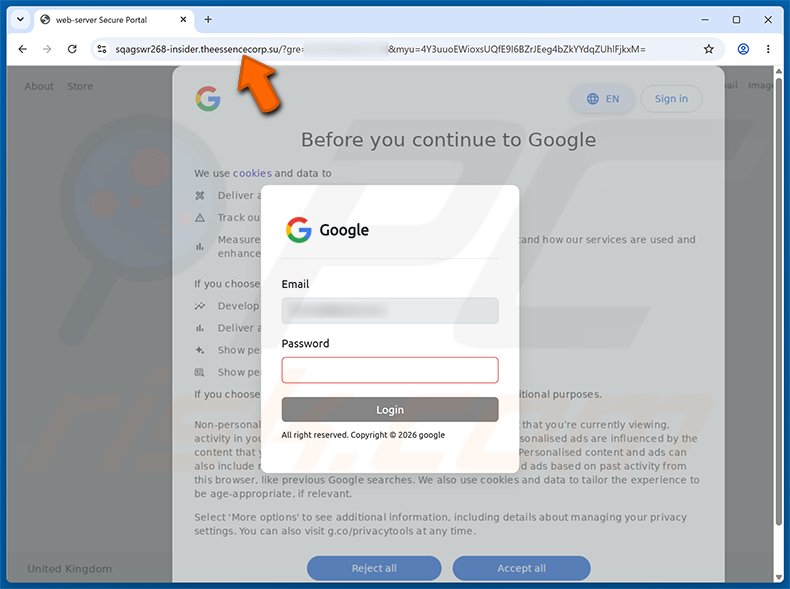 Página de phishing Security Verification Needed