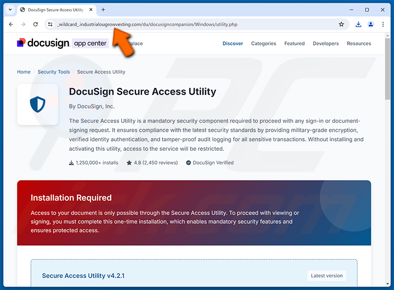 Site malicioso promovido através da campanha de spam Settlement eDocument Completed