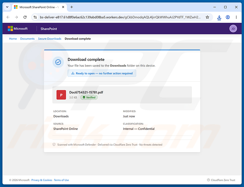 Site malicioso promovido através da campanha de spam Tax Summary Email Virus