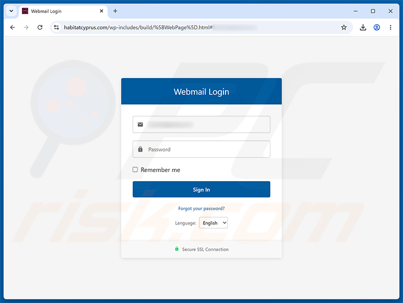 Página de phishing Verify Your Email Property Information golpe