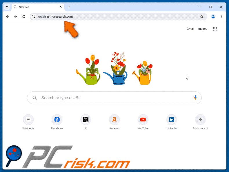 sequestrador de navegador astridresearch.com a redirecionar para o Bing (GIF)