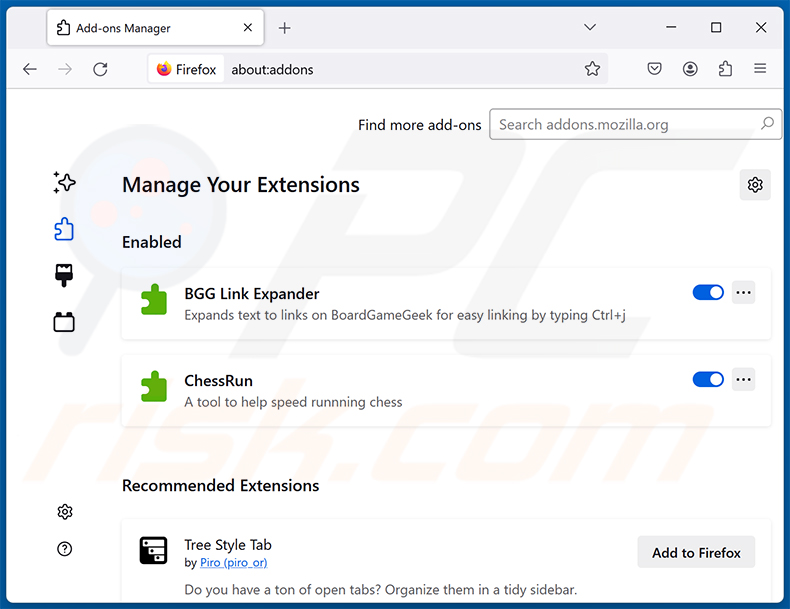 A remover extensões do Mozilla Firefox relacionadas com astridresearch.com