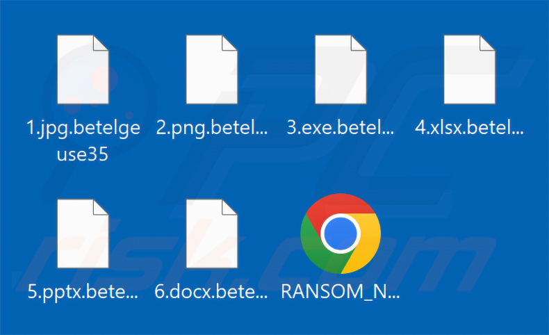 Ficheiros encriptados pelo ransomware Betelgeuse (extensão .betelgeuse)
