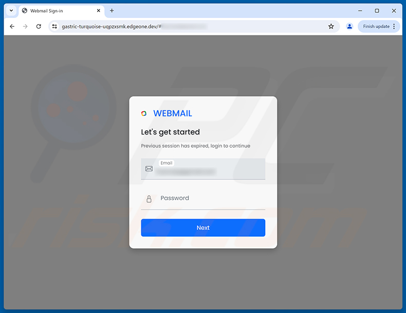 Página de phishing do golpe de e-mail Cleanup Of Pre-2021 Report Files