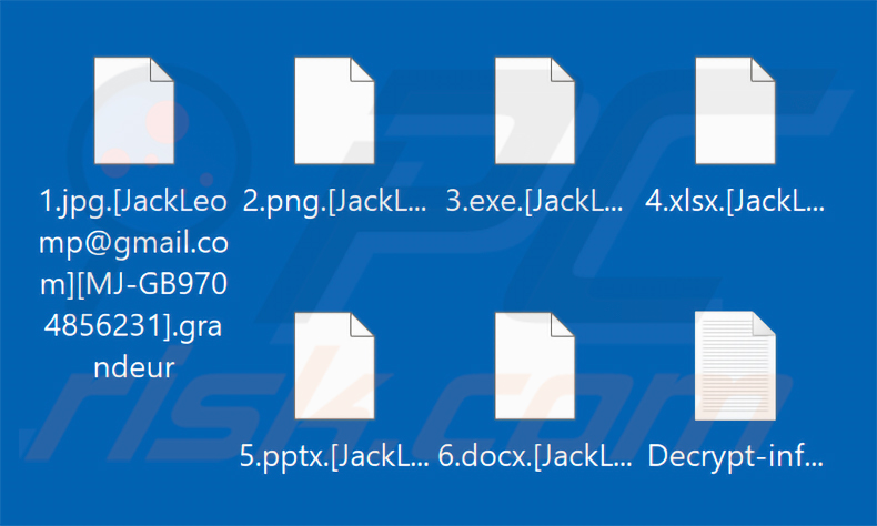 Ficheiros encriptados pelo ransomware Grandeur (extensão .grandeur)