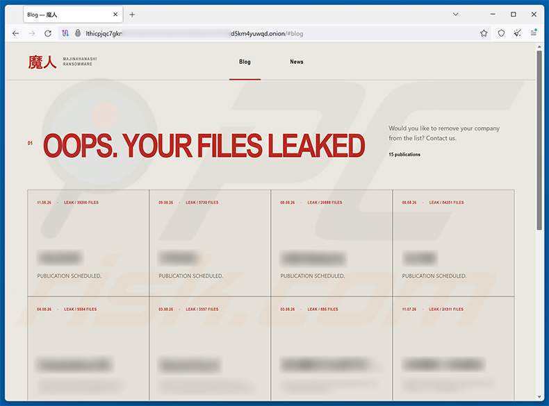 Site de fuga de dados do ransomware MAJINAHANASHI