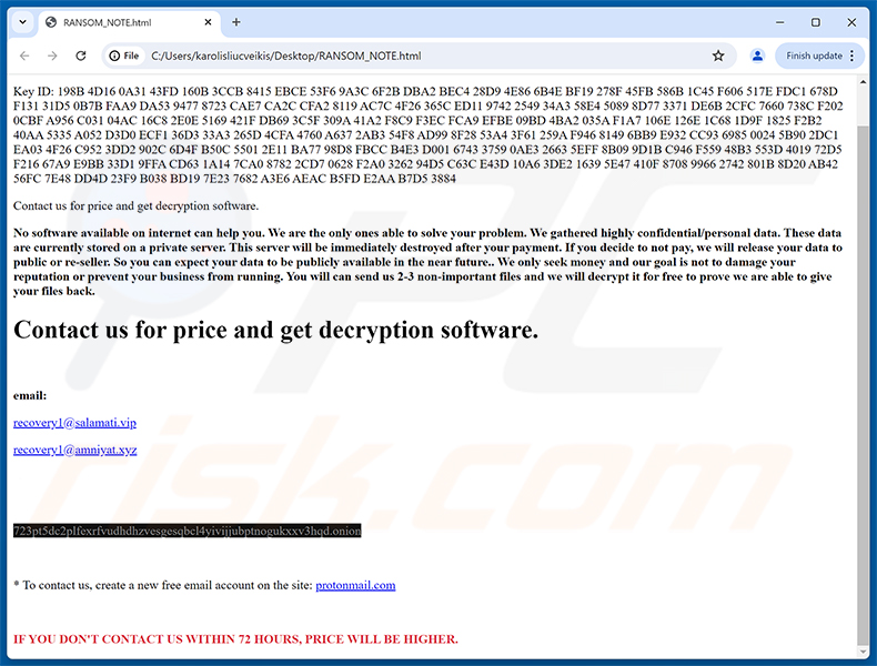 Nota de resgate do ransomware Montage (RANSOM_NOTE.html)