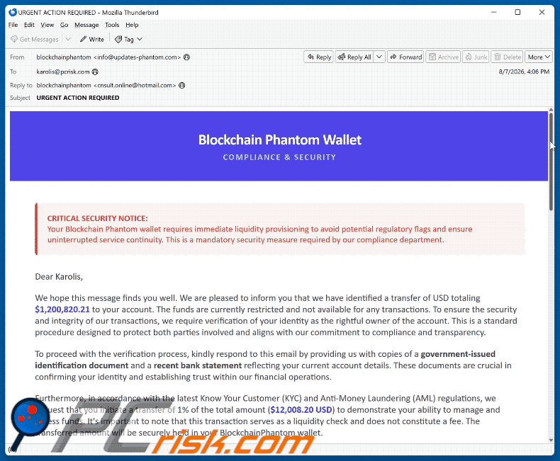 Phantom Wallet Identity Confirmation golpe de e-mail (GIF)