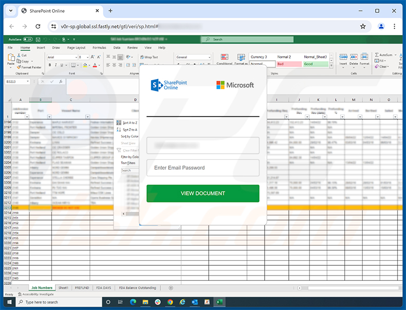 Página de phishing do QuickBooks - Payment Overdue golpe de e-mail