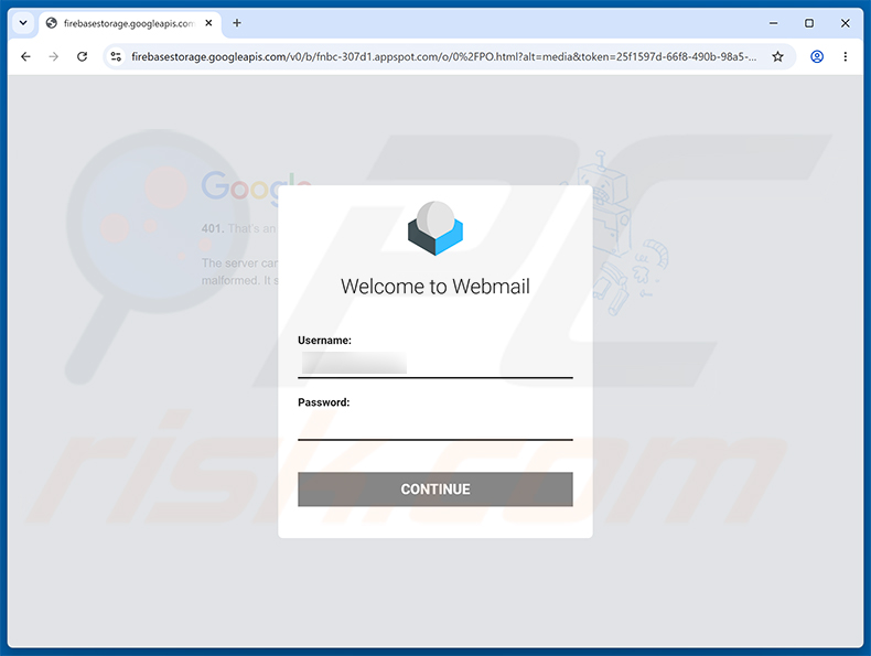 Página de phishing do You Have Received A Tax Invoice golpe de e-mail