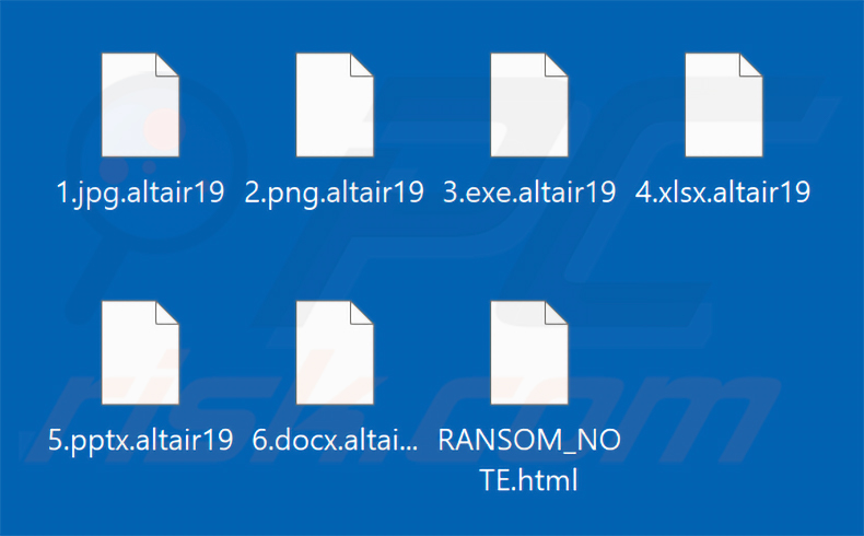 Ficheiros encriptados pelo Altair Ransomware (extensão .altair19)