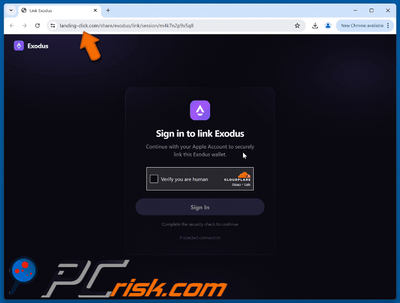 Sites de phishing promovidos através do e-mail de golpe Exodus - Add Your Card To Your Wallet