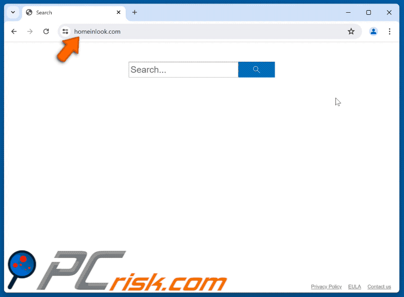 sequestrador de navegador homeinlook.com a redirecionar para o Bing (GIF)