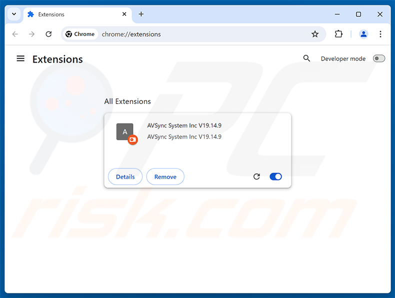 Extensão maliciosa AVSync System Inc V19.14.9 do KREMLIN Banking Trojan (fonte elastic-co)