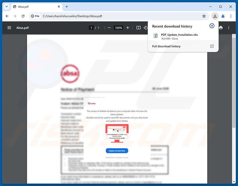 Anexo do vírus de e-mail Notice Of Payment