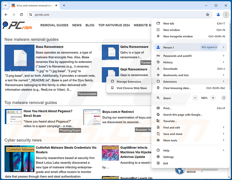 Remover anúncios de overbridgenet.com do Google Chrome passo 1