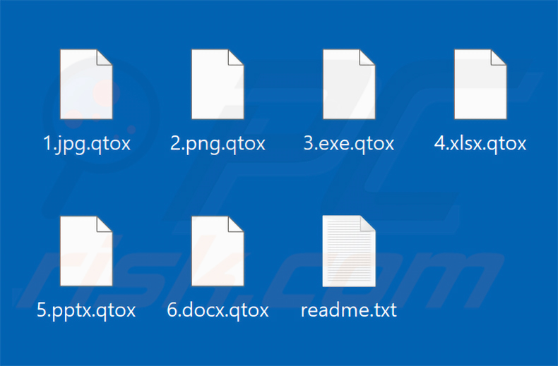 Ficheiros encriptados pelo qTox Ransomware (extensão .qtox)