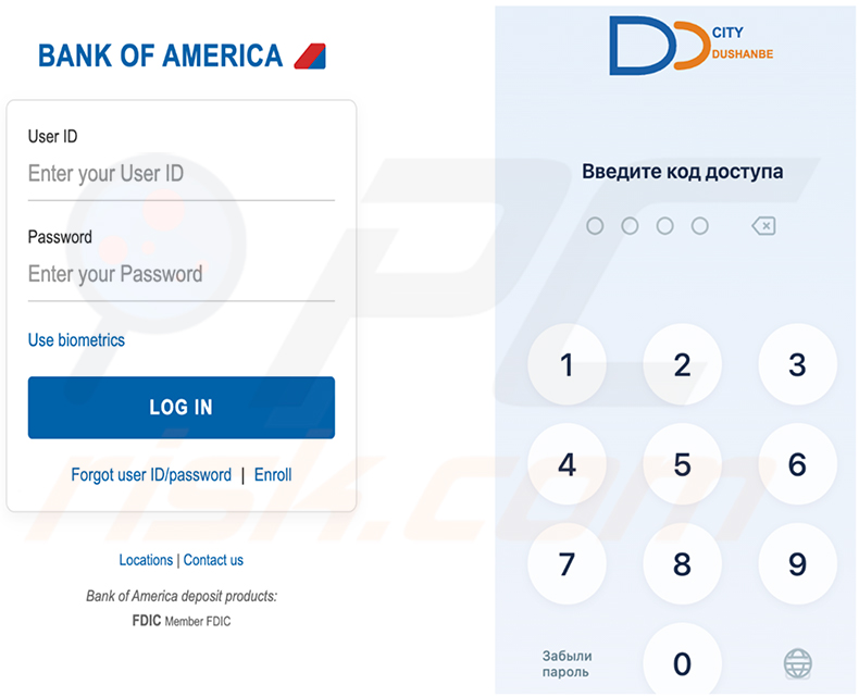Sobreposições falsas do malware RatHat do Bank of America e de PIN bancário