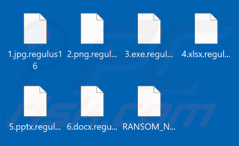 Ficheiros encriptados pelo ransomware Regulus (extensão .regulus16)