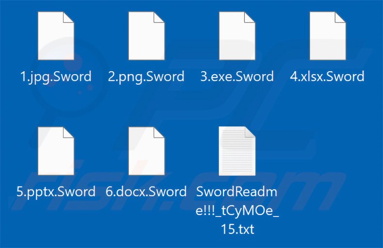 Ficheiros encriptados pelo ransomware Sword (extensão .Sword)
