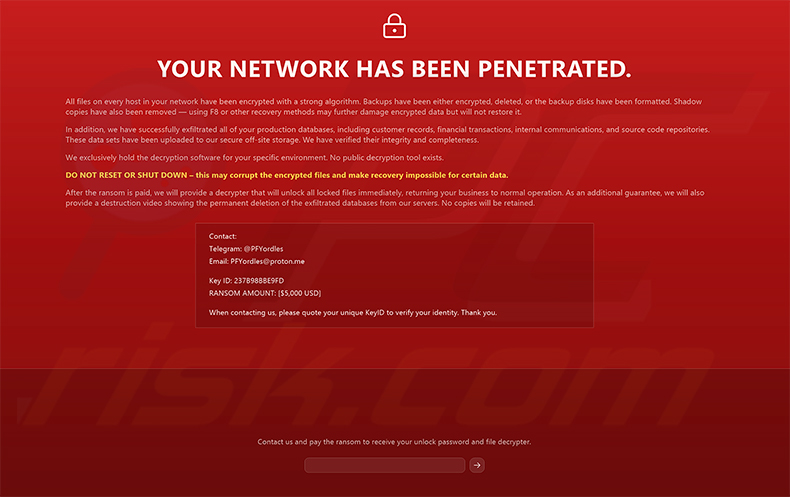 Bloqueio de ecrã inteiro do ransomware Sword