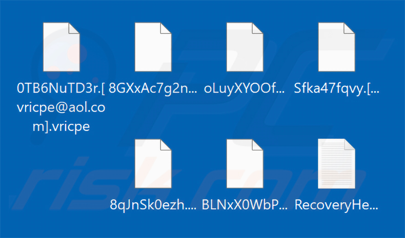 Ficheiros encriptados pelo ransomware Vricpe (extensão .vricpe)