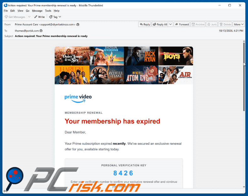 Amazon Prime Subscription Expired golpe de e-mail