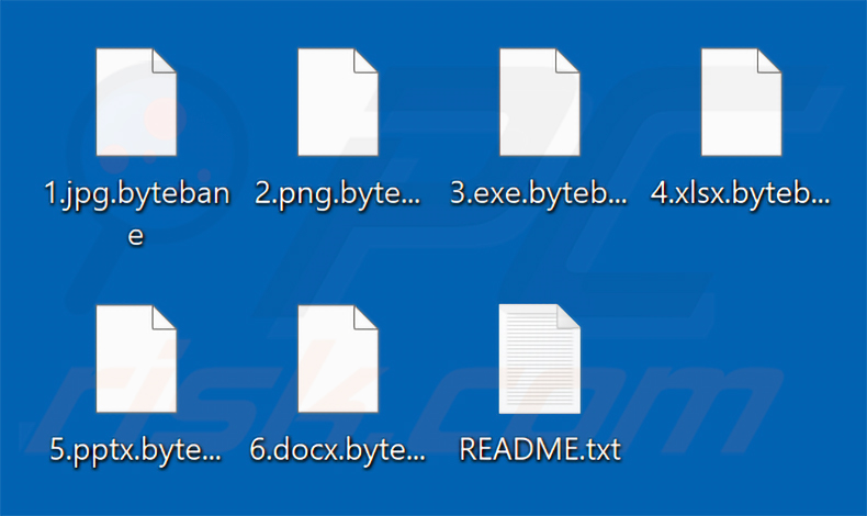 Ficheiros encriptados pelo ransomware ByteBane (extensão .bytebane)