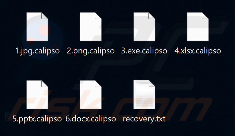 Ficheiros encriptados pelo ransomware Calipso (extensão .calipso)
