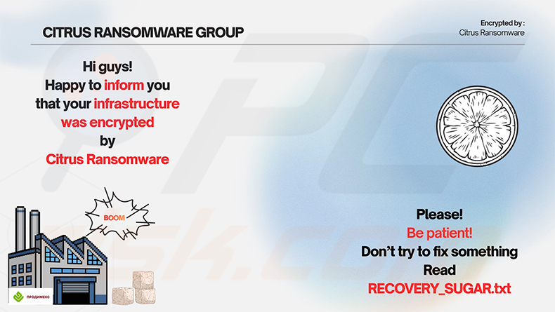 Imagem de fundo do ambiente de trabalho do Citrus ransomware