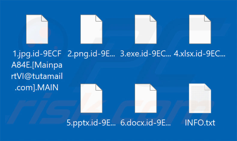 Ficheiros encriptados pelo ransomware MAIN (extensão .MAIN)