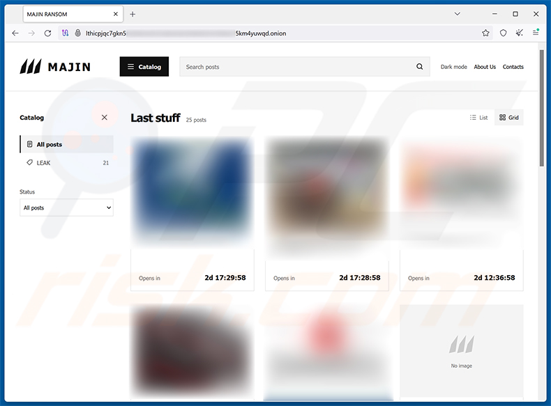Site de fugas de dados Tor do MAJIN ransomware