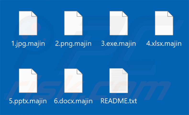 Ficheiros encriptados pelo MAJIN ransomware (extensão .majin)