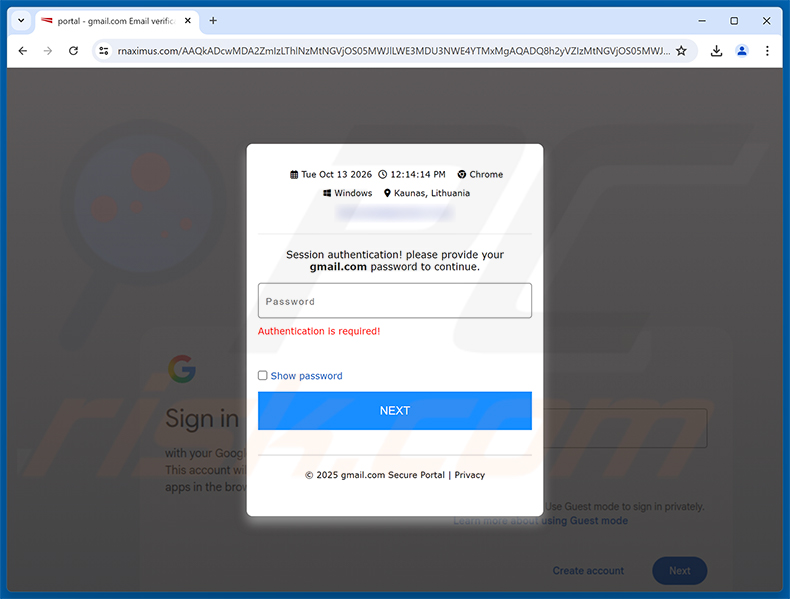 USPS POBOL Membership Suspension Notice golpe de e-mail - página de phishing