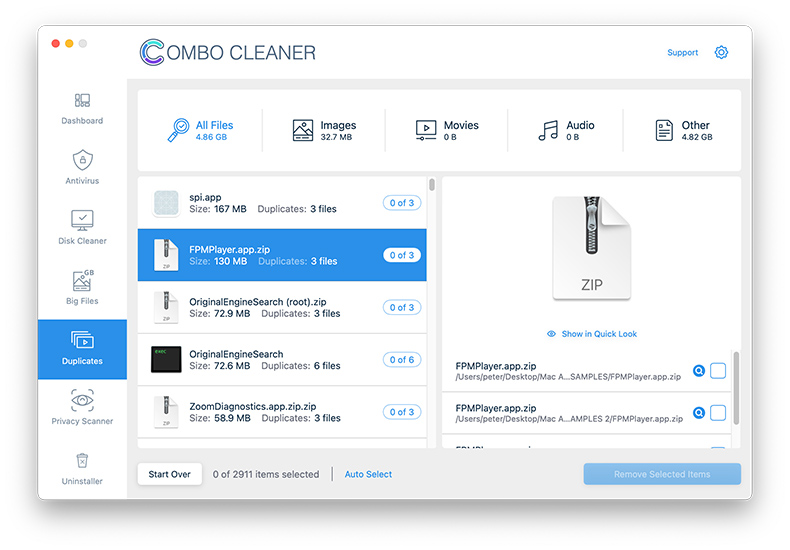 combo cleaner duplicates