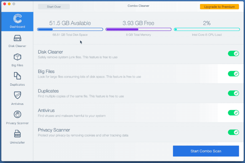 Combo Cleaner appearance