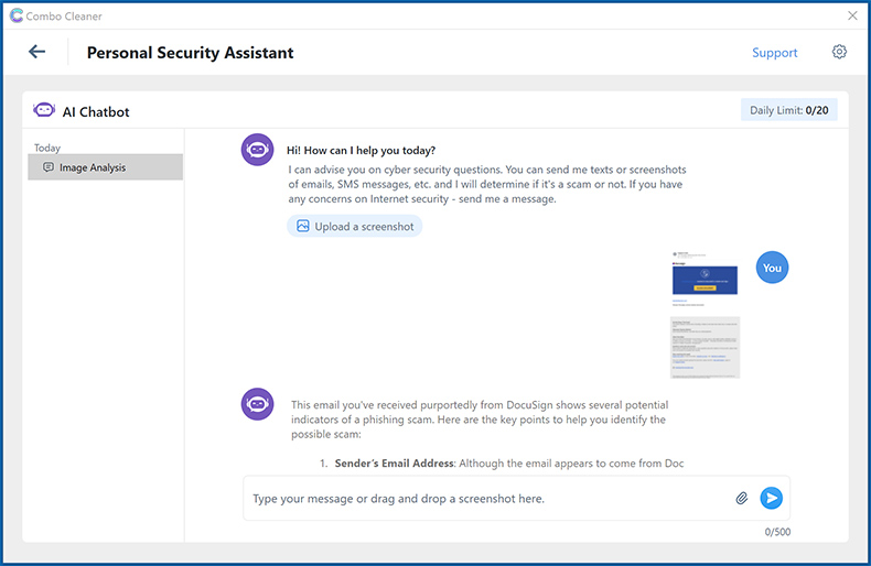 combo cleaner windows personal security assistant