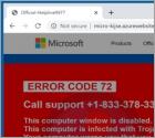 POP-UP da Fraude ERROR CODE 72